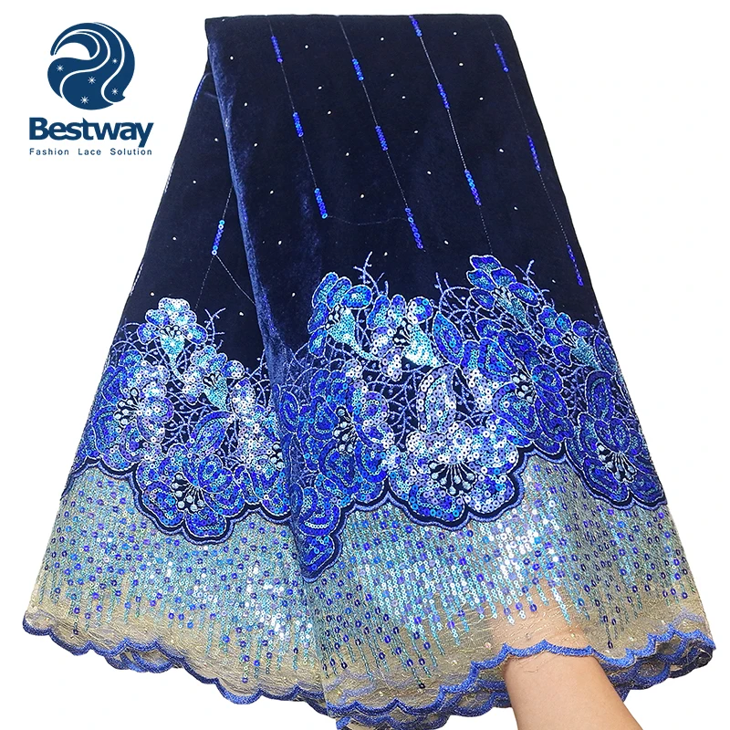 Bestway 2023 Exclusive Velvet Stitching Sequin Net Embroidery Velvet Lace Fabric