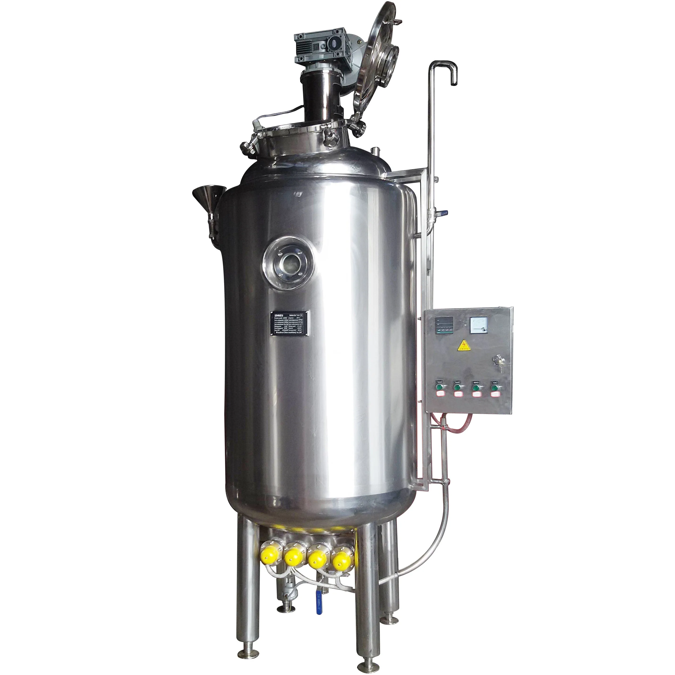 Stainless steel electric heating jacketed food mixing tank with agitator and heater