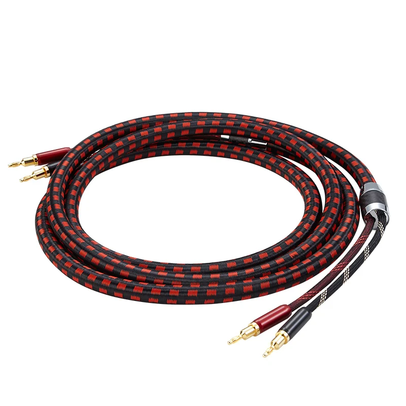 High end OFC 24k gold plated banana connector cable HiFi bare copper speaker wire cable