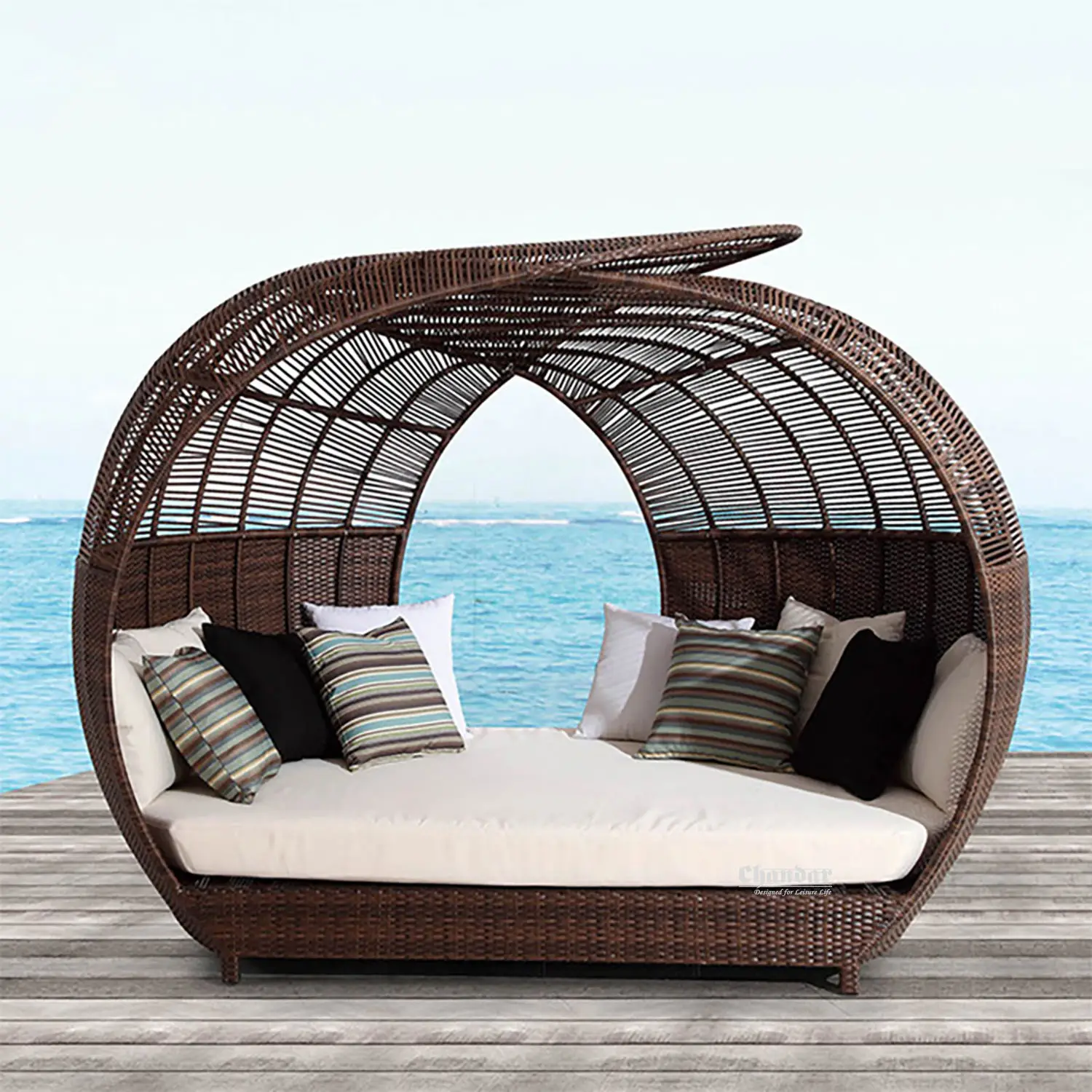 Fast Delivery Cheap Price Sunbed Pool Lounger Curved Round Outdoor Furniture
