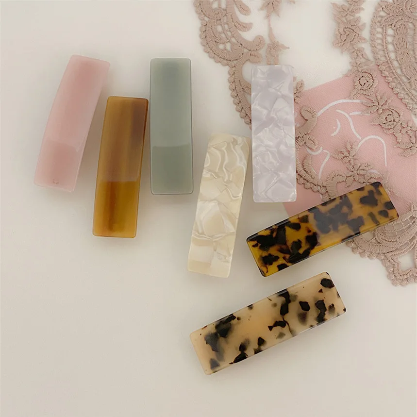 Big Acetate Barrette Hair Clip For Women 34 Colors Acrylic Spring Clips Fashion Fancy Hair Grip Elegant Silver Hair Accessories