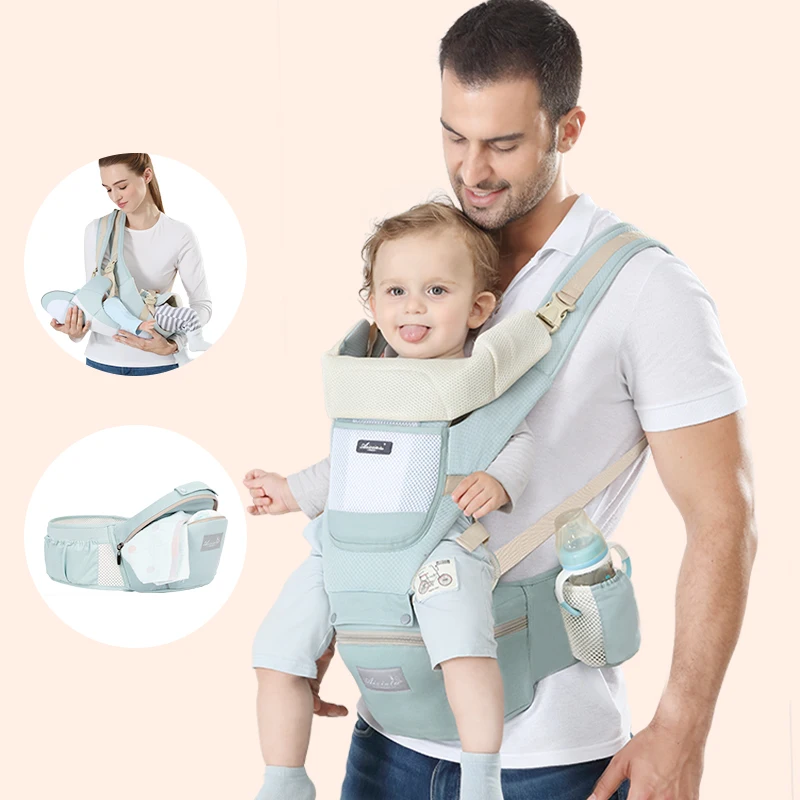 2021 Amazon Top Seller  Baby Carriers with hip seat wholesale  6 in 1 Cotton baby wrap carrier backpack for newborn
