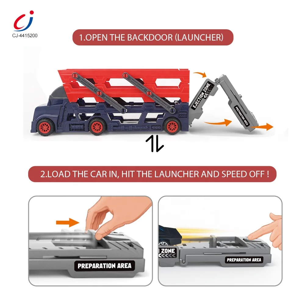 Chengji container toy metal truck toy hot sale scale three layer folding sliding catapult alloy cars pick up truck toy
