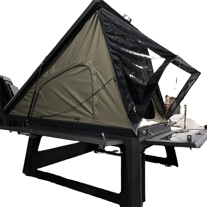 Aluminum Alloy Half Height Canopy for Pick-up Truck Waterproof Roof Top Tent Manual Hinged Operation Locking Tailbox Features
