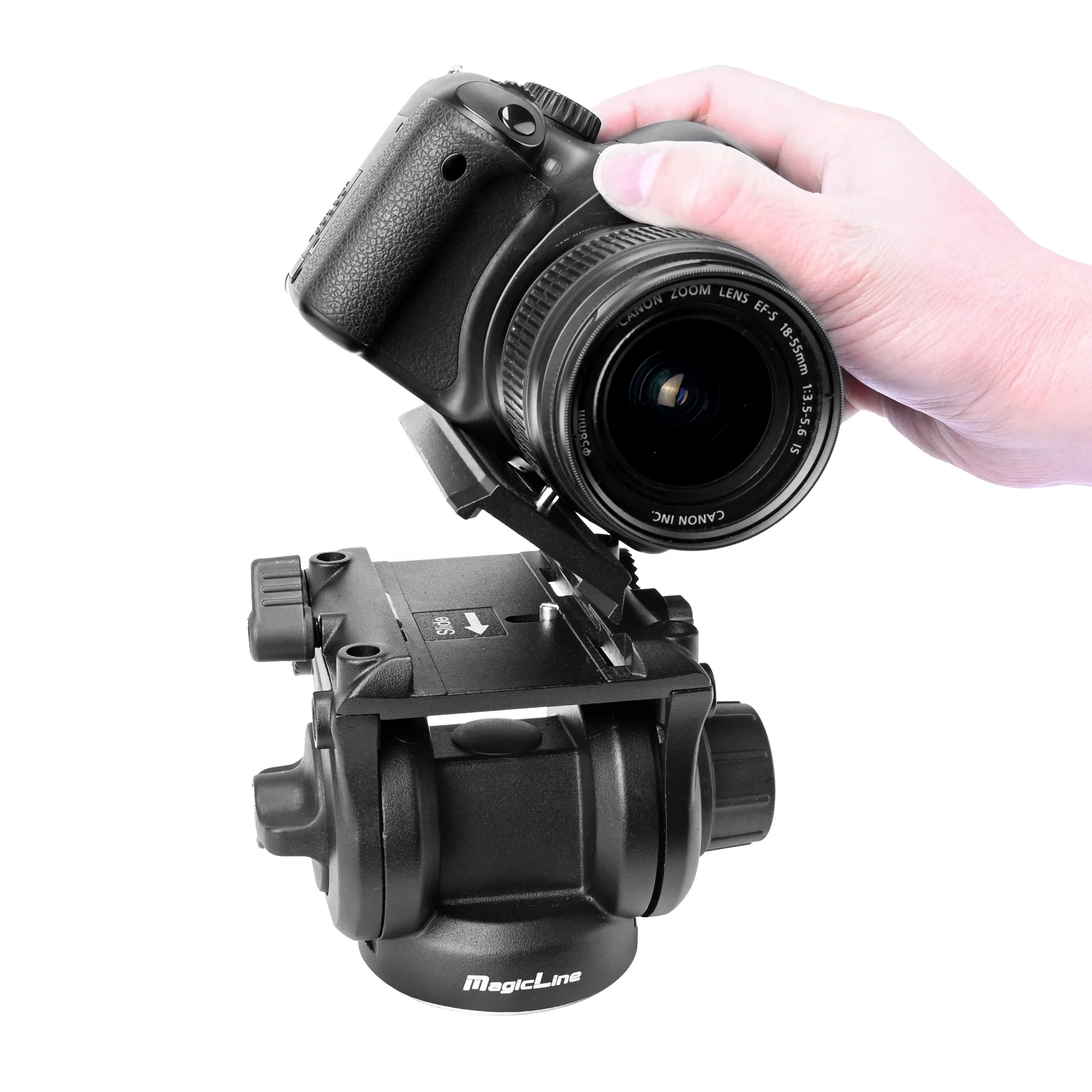 aluminum telescoping flexible heavy duty professional fluid head slider video camera tripod with ground spreader for camera