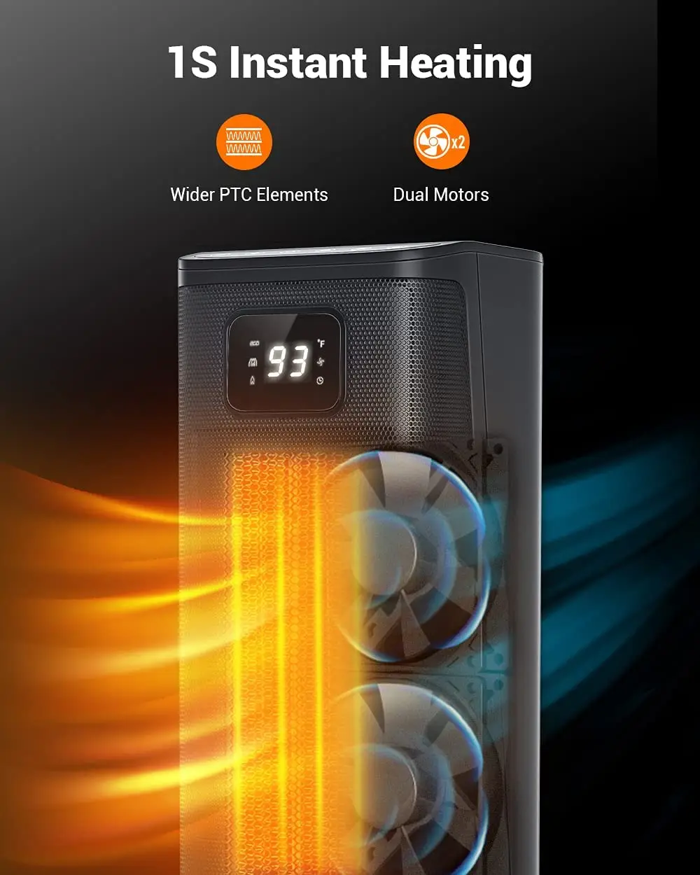 Mini Household Remote Control Touch Panel Thermostat 24h Timer Fast Heating Electric Heaters With Fan