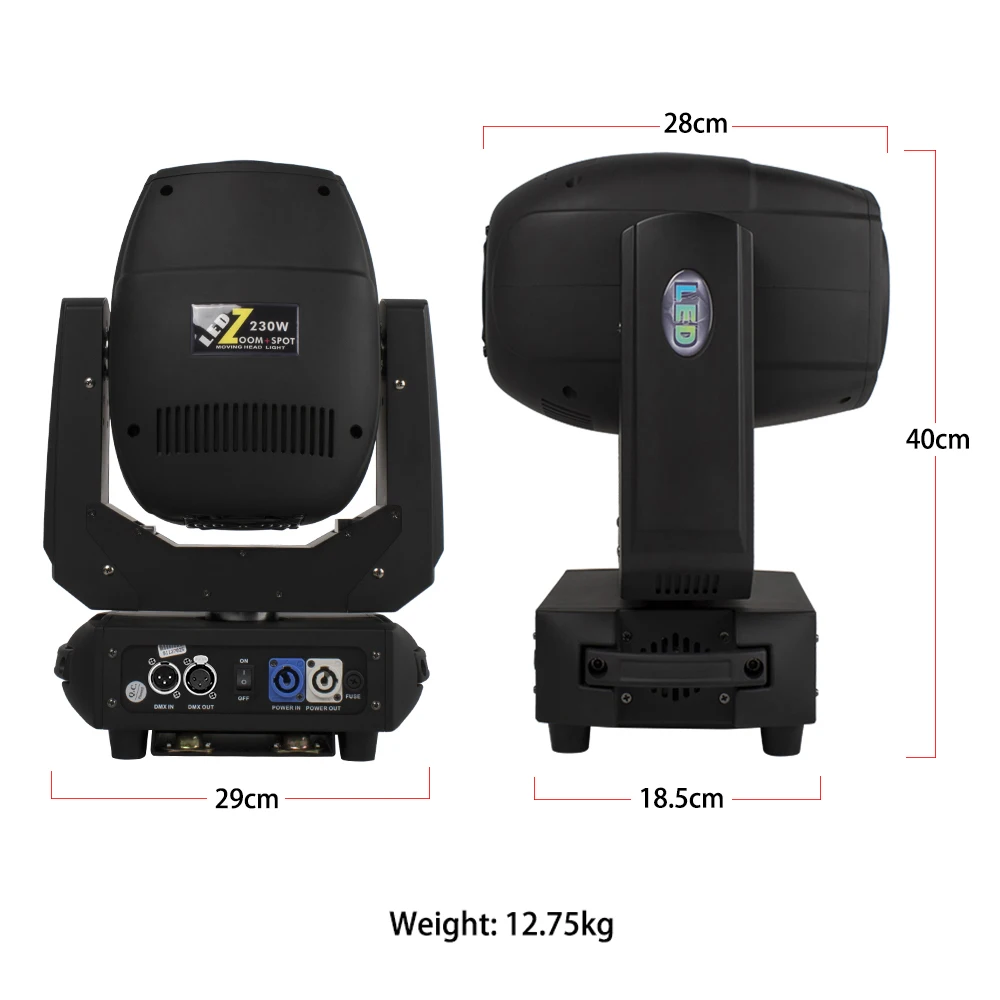 Compact Design Gobo Lyre Beam 230W LED Spot Moving Head with 5 linear 6 circular Double Prism