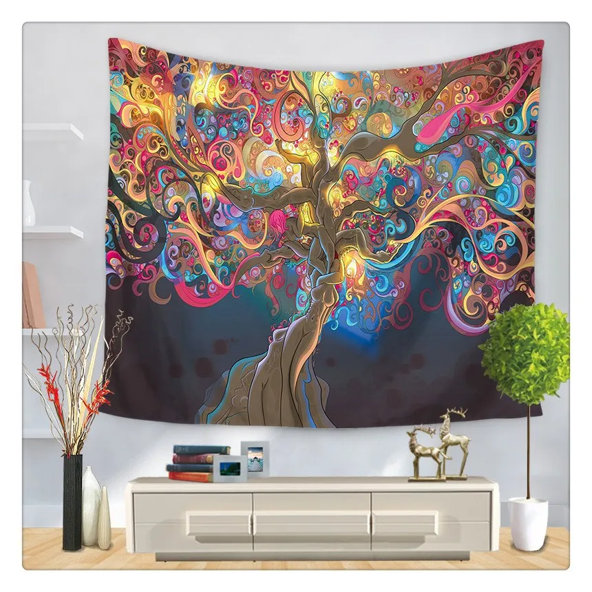 Customizable Hippie Tapestry Colorful Psychedelic Tapestry for Art Work