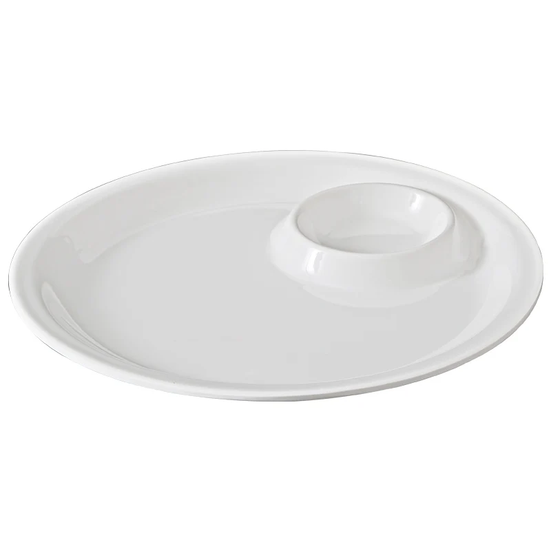 Dishwasher Safe White Dinnerware Dumpling Dish with Sauce Chip and Dip Sushi Serving Melamine Plate