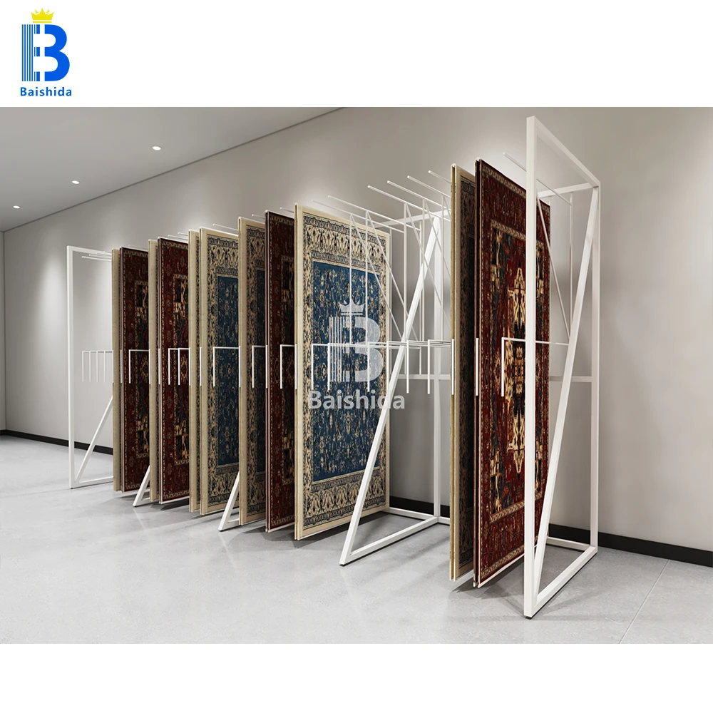 Modern Retail Store Blanket Display Rack Hardware Iron Spray Grocery Custom Designed Carpet Shelf Factory Direct Sale