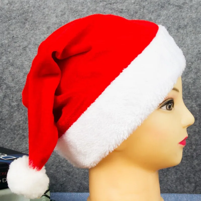 Christmas Cute Pompom Kids Girl Boy Christmas Hat Cap Solid Color Warm Velvet Plush Child Mom Bonnet Xmas Party Beanies Cap