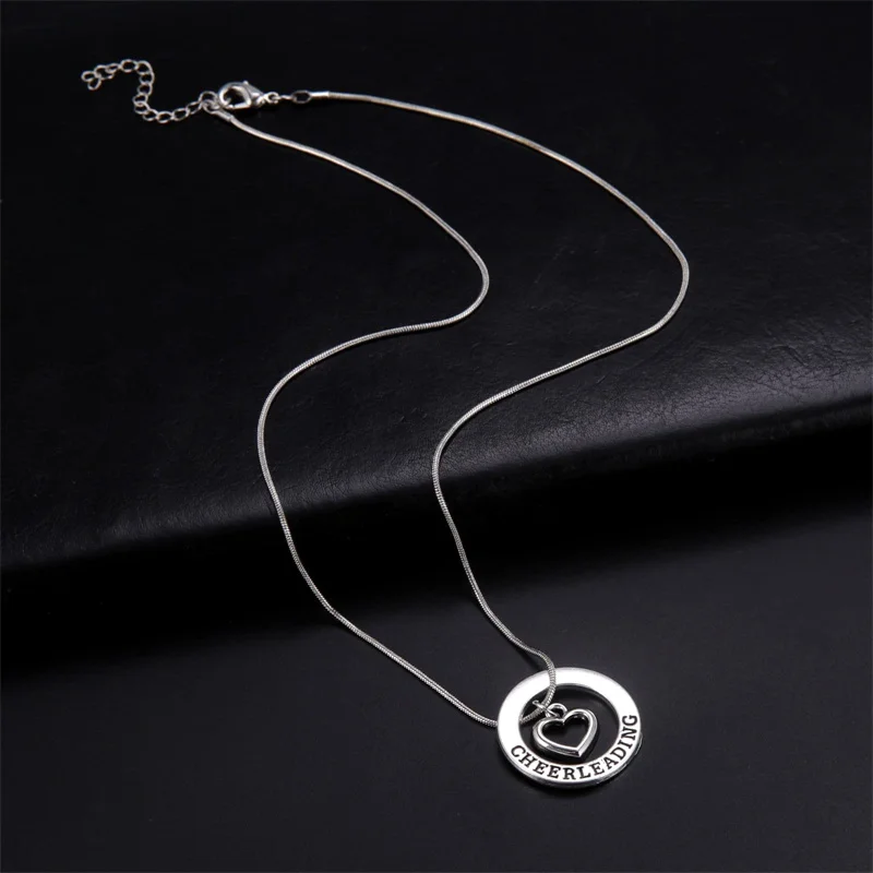 Love Cheerleading Charm Pendant Cheer Cheerleader Stainless Steel Necklace Gifts Jewelry for Girls Teens Women