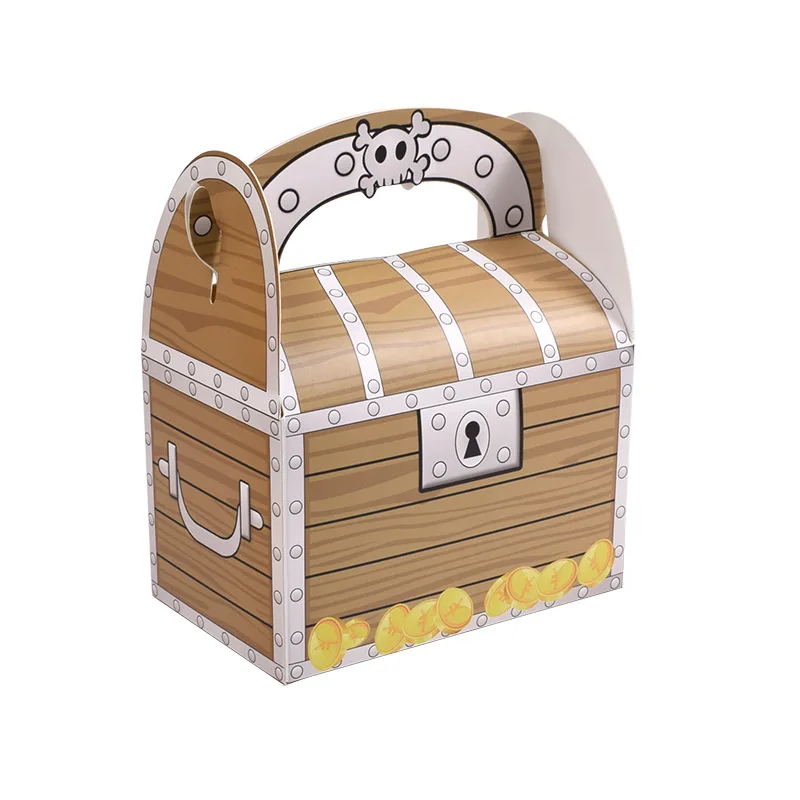 Wholesale custom-made square paper box with handle island gold coins for gift packaging,7*11*7 CM