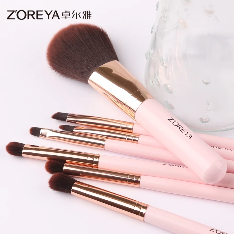 ZOREYA 7 шт. розовые кисти для макияжа девушек с деревянной ручкой