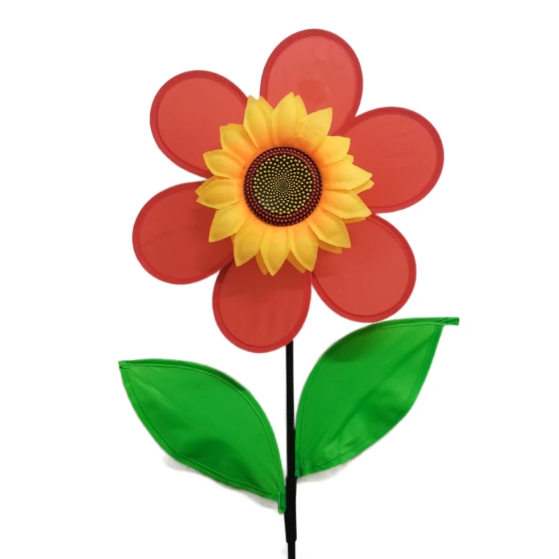Outdoor Red Decorative Single Pinwheel Toy Sunflower Shaped Removable Windmill For Sale