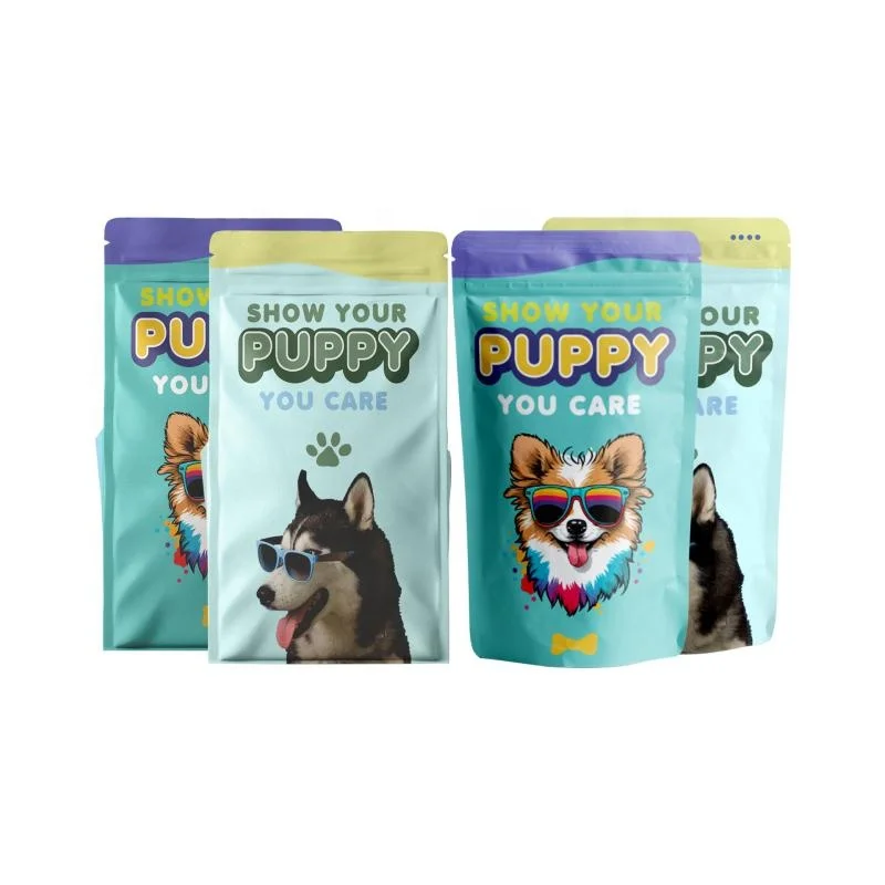 Custom Design Packaging Zipper Pouch Plastic Bags Logo Pet Snack Dog Treat Bag Pet Food Bag Package