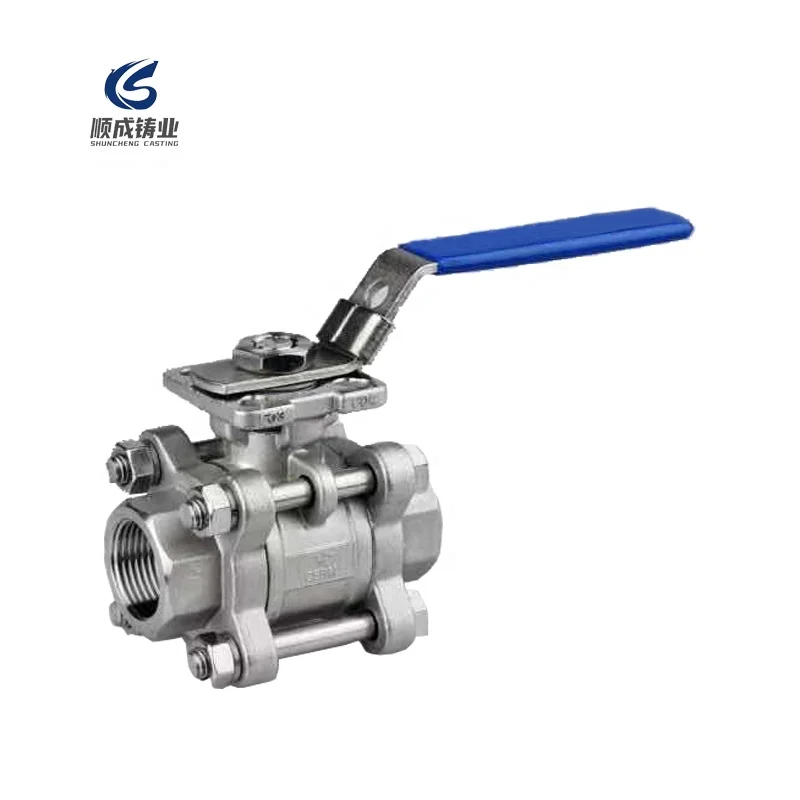 China supplier 3pc ball valve with direct  ISO5211 mounting pad 1000 WOG thread end