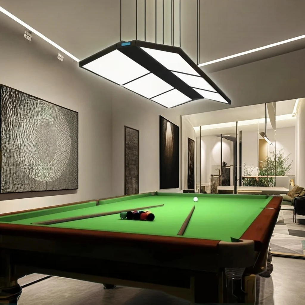 Billiards Table Lighting Equipment Game Room Flat Panel Black Gold Aluminum Billiard Pool Lamp Body Pool LED Light Pendant Light