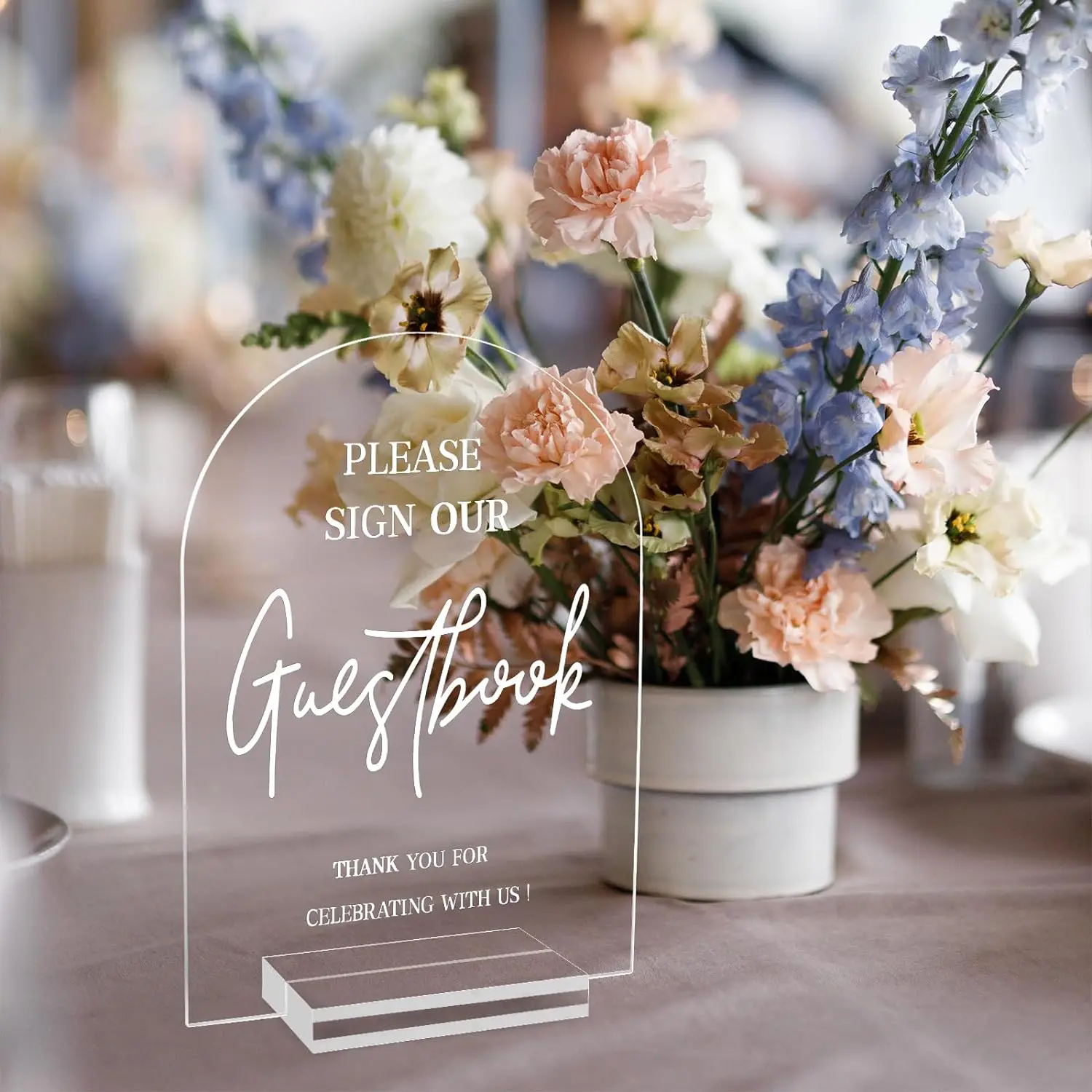 4pcs Clear Acrylic Wedding Signs for Ceremony and Reception 5x7 Inch Modern Wedding Signage Guest Book Sign Cards and Gifts Sign