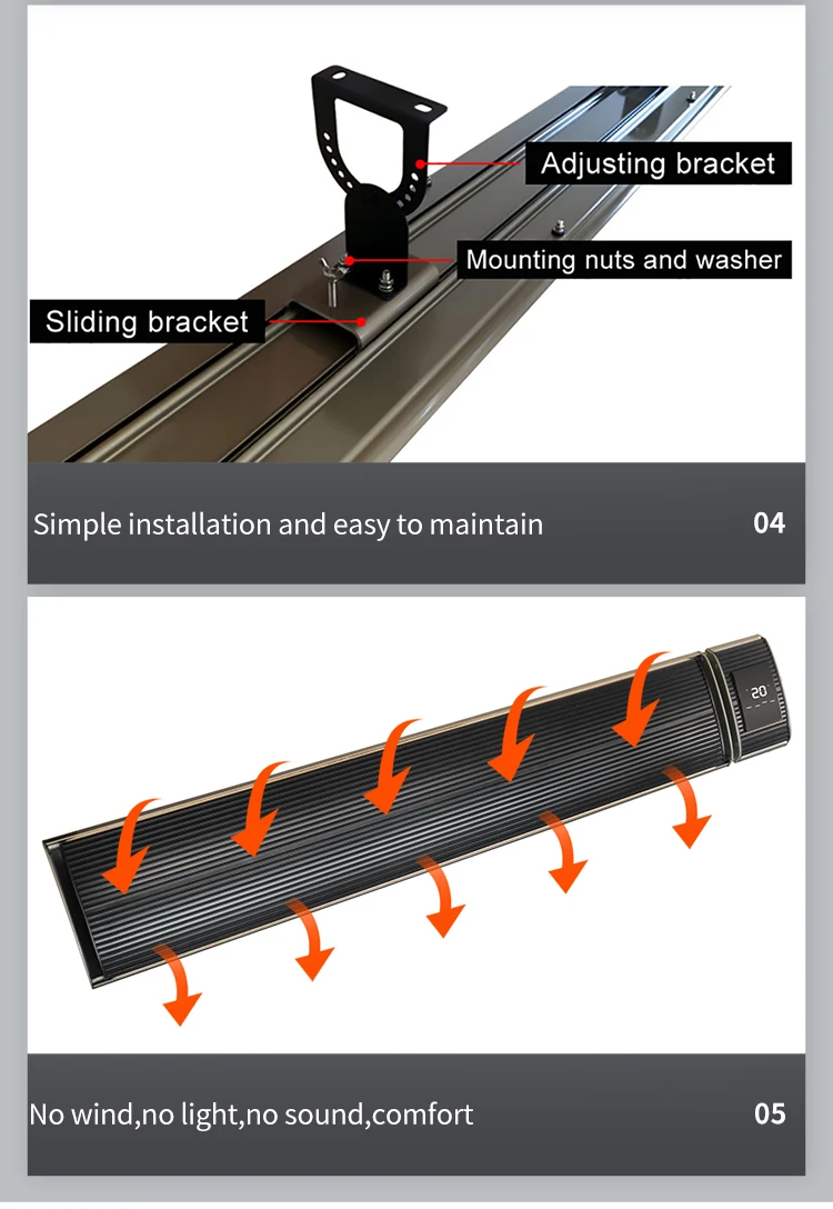 JHheatsup electric infrared heaters corridor indoor LCD display adjustable thermostat smart room ceiling heater