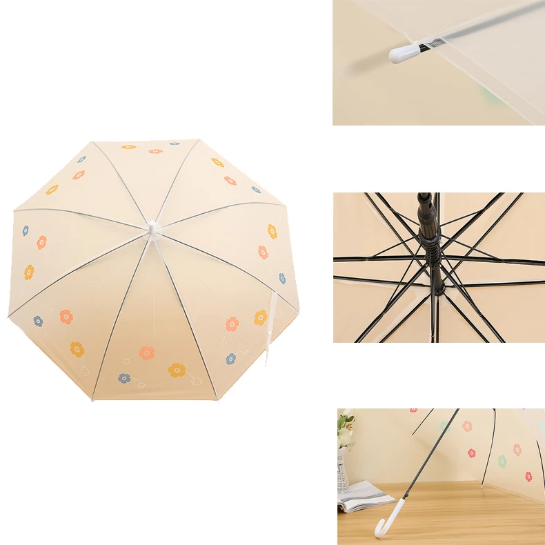 Fashion Colorful Poe Umbrella Straight Clear Umbrella Transparent Rain Umbrella