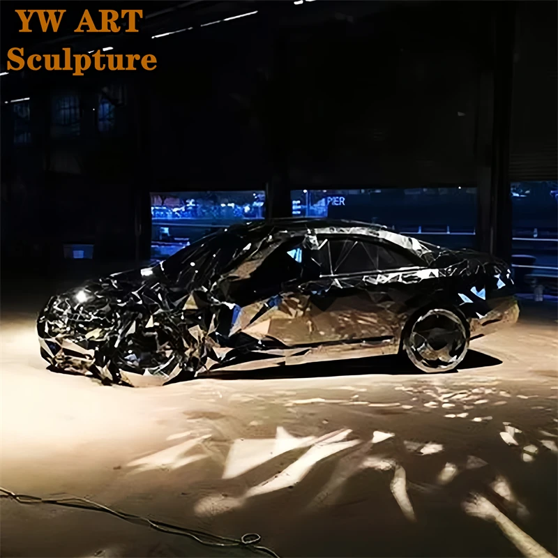 New Arrival Creative Abstract Model Diecast Iron Crafts Stainless Steel Cool Garden Sculpture Big Car