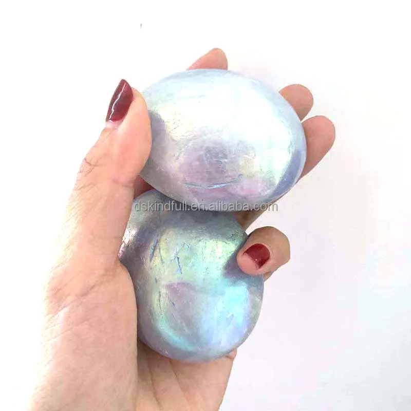 Wholesale natural angel aura blue calcite stone celestite quartz blue kyanite quartz palm crystal stone