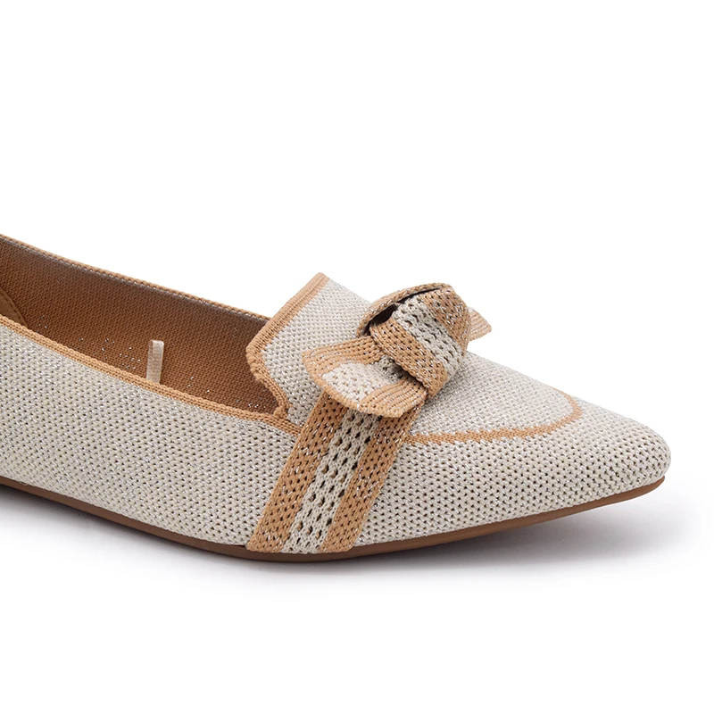 Wholesale High Quality Flying Fabric Womens Footwear Fancy Ladies Flat Shoes Pointed Toe Female Flats Loafer for Women