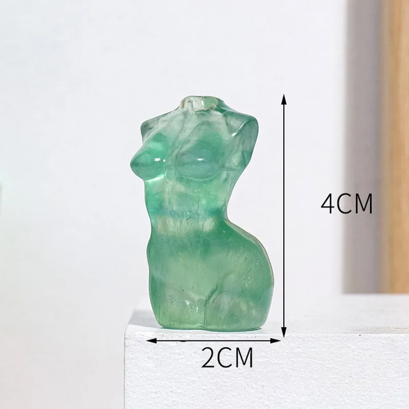 Wholesale Crafts Crystal Nude Model Women Body Torso Statue Green Fluorite Female Model Carving