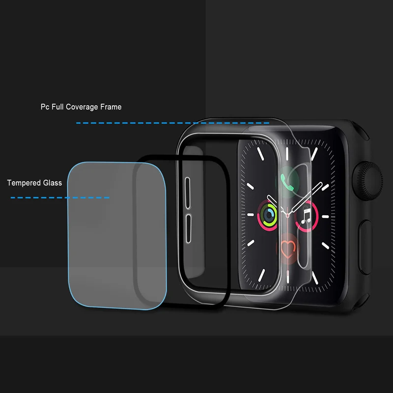 Закаленное стекло для защиты экрана от царапин чехол часов Apple iWatch 1 2 3 4 5 6