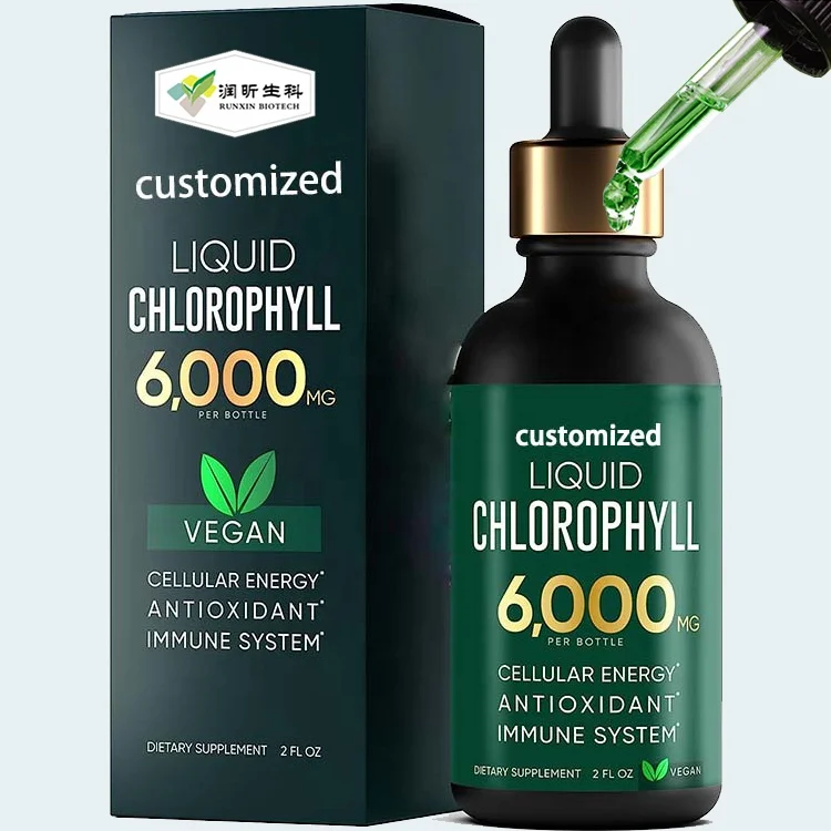 Customized liquid chlorophyll drops 6000mg Antioxidant Energy Levels&Skin Chlorophyll Liquid Drops