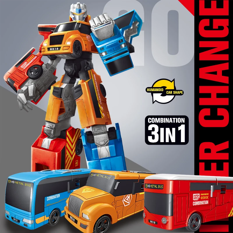 Transforming Bus to Robot Toys High Quality Transformed Toys Plastic Transforming Toys Bus Car