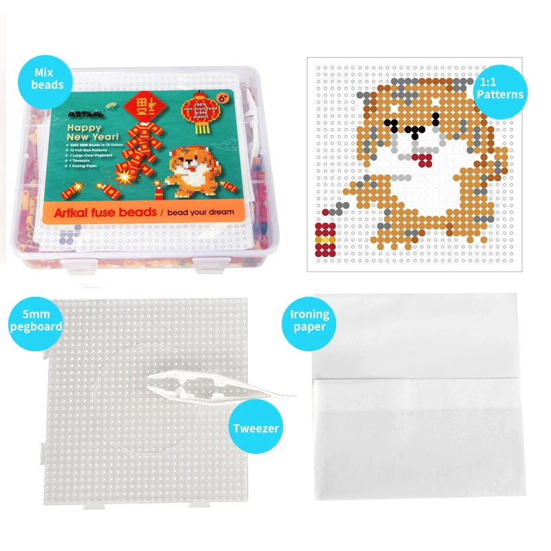 Wholesale Educational Toys Artkal Beads 5000garins Diy Puzzle Game Ironing Beads Set Plastic 5mm Hama Perler Beads