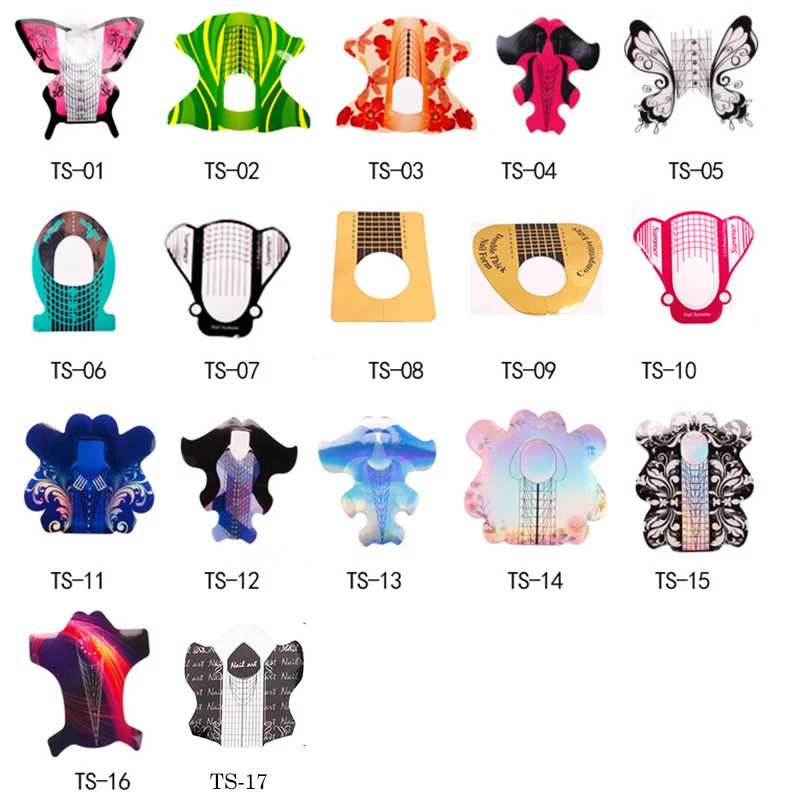 Различные стили Прямая продажа с завода 500 шт. клейких форм для ногтей УФ-гель наращивания подкова-бабочка формы