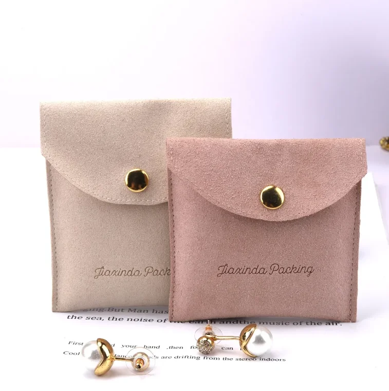 Custom logo Suede Fabric Earring Jewelry Bag Black Lipstick Gift Cosmetic Storage Microfiber Envelope Pouch With Logo