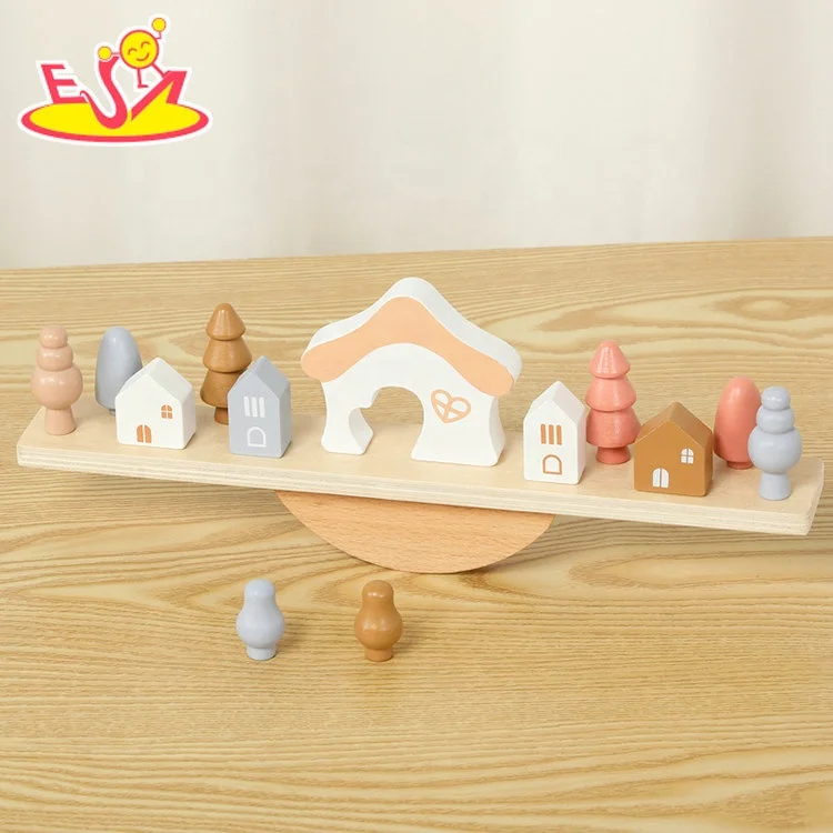 Wholesale Educational House Balance Toy Wooden Stacking Blocks For Kids W11F123