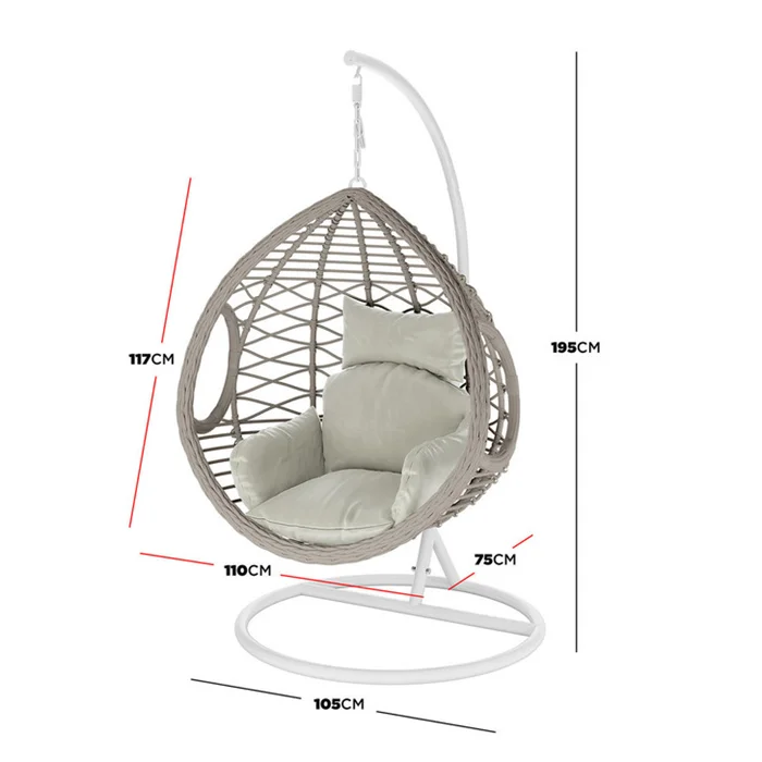 Factory Wholesale Price Large Outdoor Wicker Hanging Plastic Egg Chair with Handle, egg shaped outdoor chairs