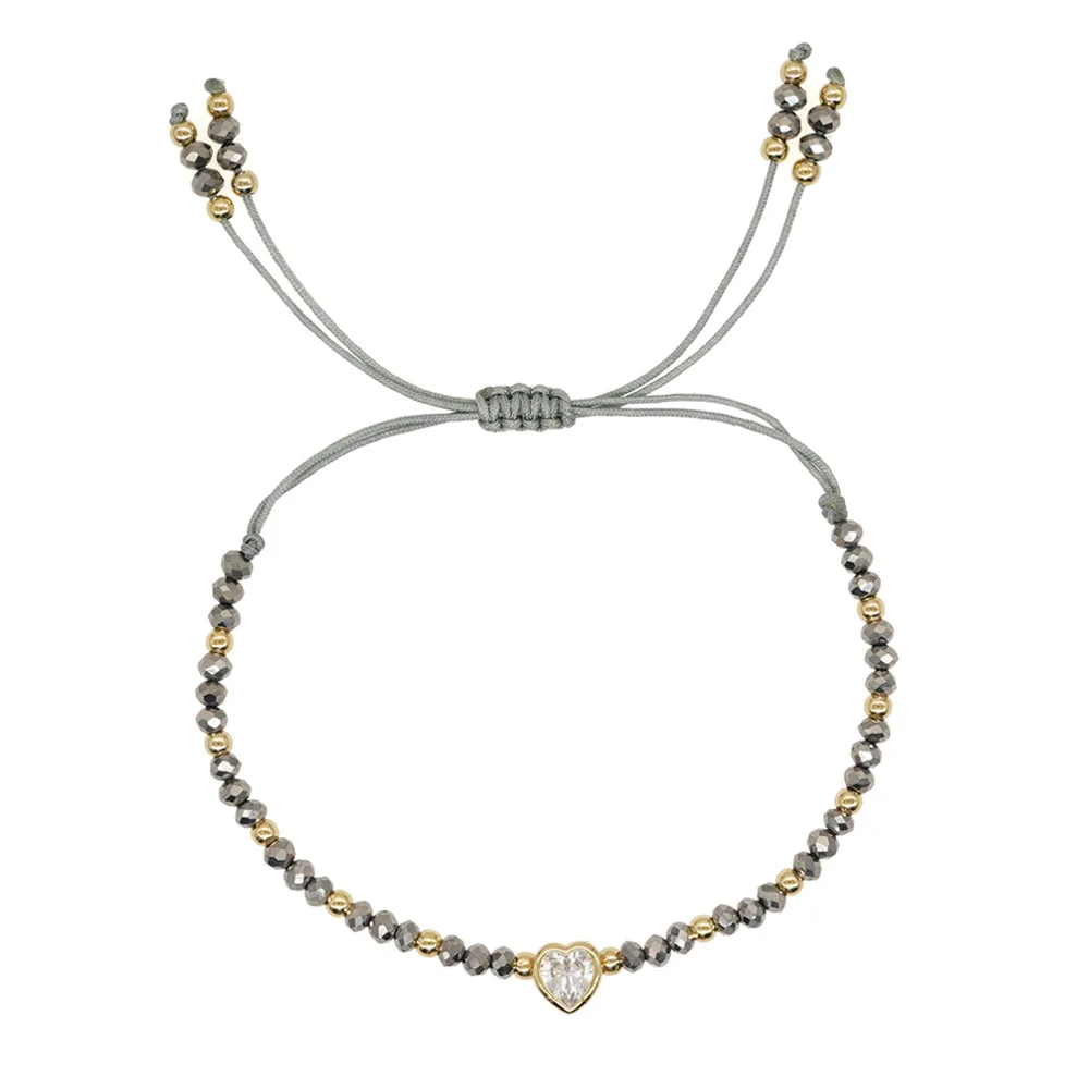 Zooying Handmade Beaded Adjustable Bracelet Heart Star Charm Crystal Bracelet