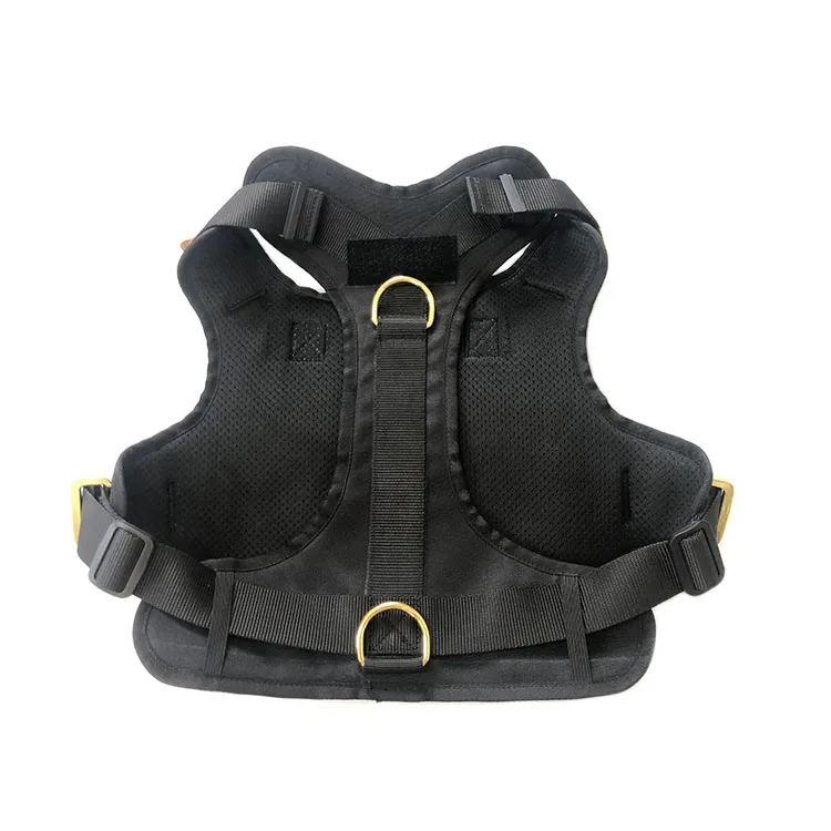 Breathable Adjustable Heavy Duty Tactical K9 Training Large Dog Harness with 4x Gold Metal Buckle