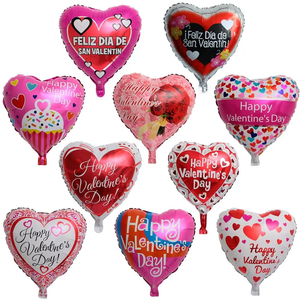 18 Inch Heart shape Happy Wedding Decorations I LOVE YOU Foil Balloons Helium Party Supply Flower Love Valentines Day Balloons