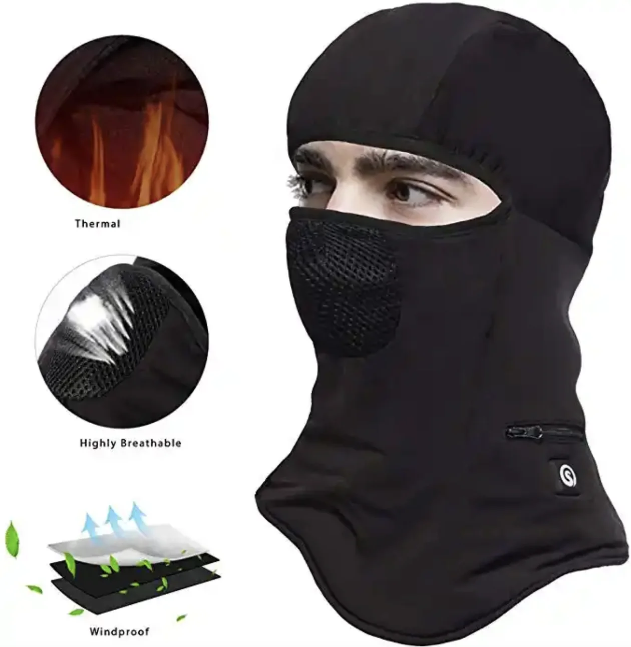 New Winter Heating Warm Hats Thermal Hat Savior Unisex Heated Balaclava Face Mask Heated Ski equipment for wholesale