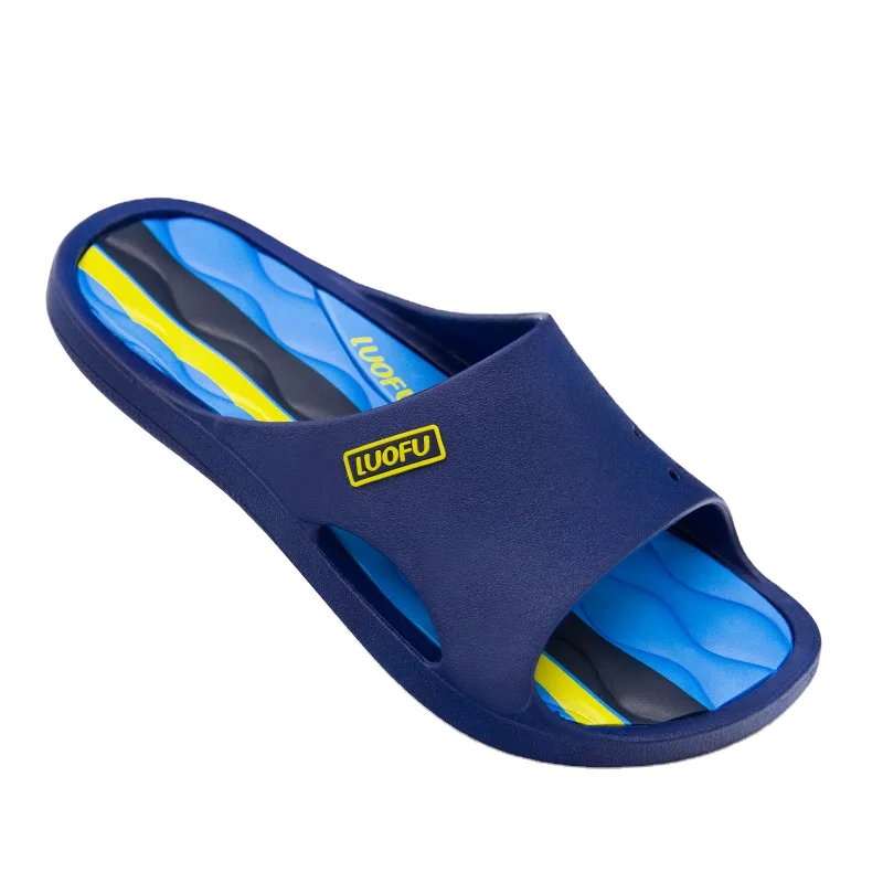 LUOFU 2021 PVC slippers Fashion casual beach slide sandals home waterpoof flat slippers summer for men