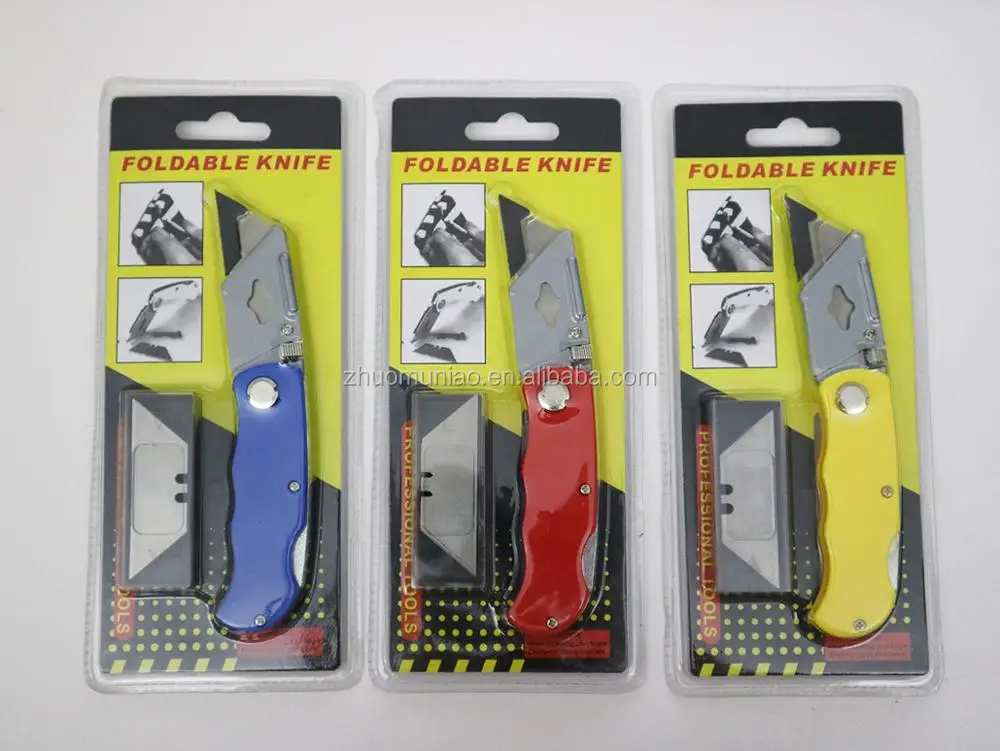 High Carbon Replaceable Blade Box Cutter Fold Foldable Pocket Lock Knife High Quality Plastic Folding Knife Cutter