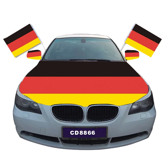 Customized high quality products 120*160cm elastic polyester strong and durable car cover flag Customized German car hood flag