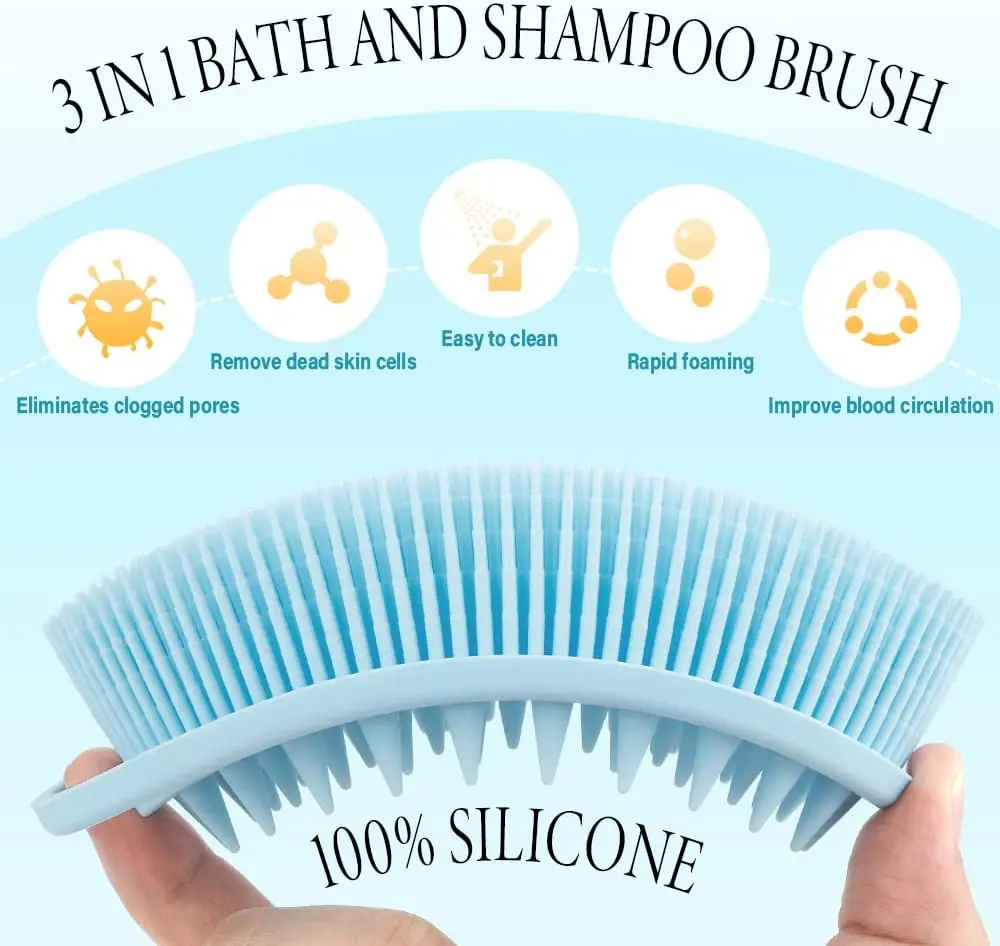 Lalasis soft dry hair cleaning scrub body brush silicone bath brushes sponges for baby