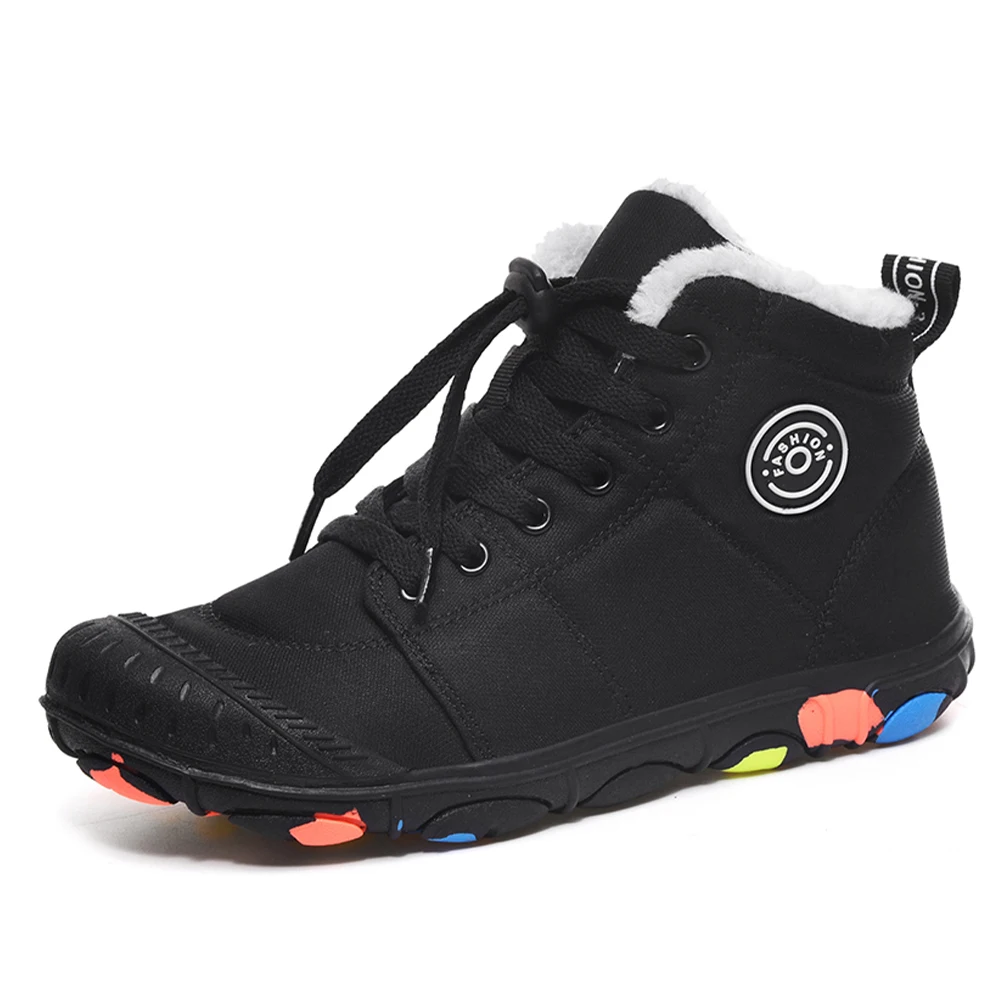 
boys Kids Girl Winter Snow Boots With Bag Children High Top Casual Plush Cotton Shoes 