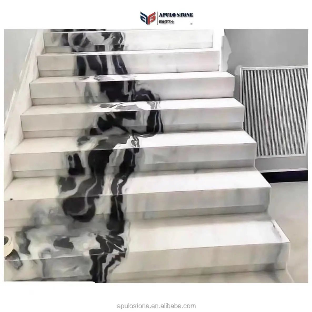China Panda White Marble with black Veins Wall tiles Black White Marble Tile For Interior Stairs