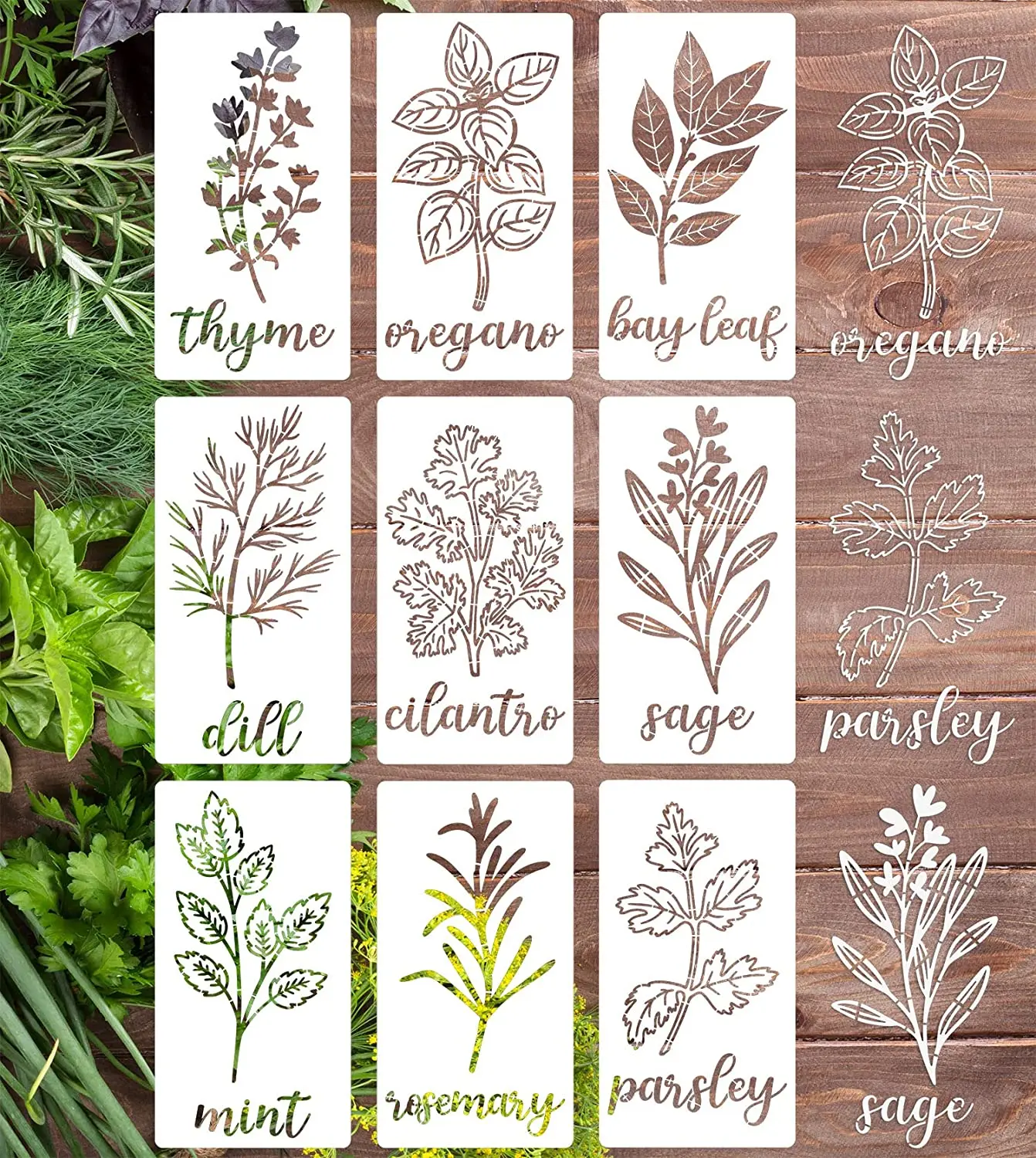 Factory Custom Designs Farmhouse Plant Herb Stencils for Painting
