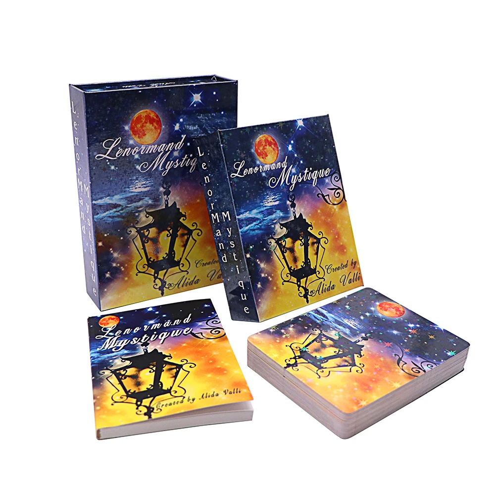 Custom Printing Foil Make Deck Holographic Trading Lenormand Tarot Card With Magnetic Flip Box