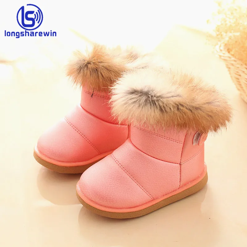 Winter Plush Baby Girls Warm Pu Leather  Baby Toddler Shoes  Girls Kids Shoe Outdoor Snow Boots